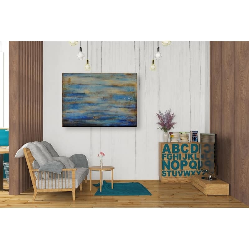 Epic Graffiti 'Blue Bay Jazz' by Erin Ashley Giclee Canvas Wall Art, 16"x12"