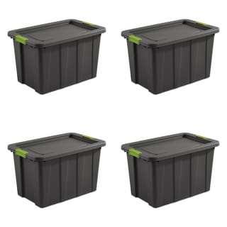 Sterilite 18 Gal Latching Tuff1 Storage Tote, Stackable Bin with Latch Lid,  Plastic Container to Organize Garage, Basement, Blue Base and Lid, 6-Pack