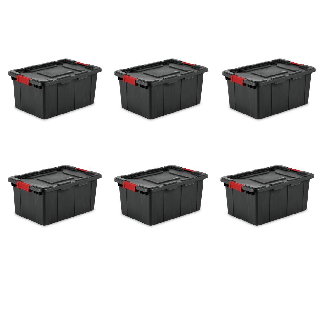 STERILITE 60 Quart Industrial Totes, Black - Case of 6