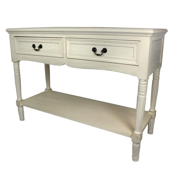 Shop Avila Antiqued White Solid Wood 2 Drawer Console Table On