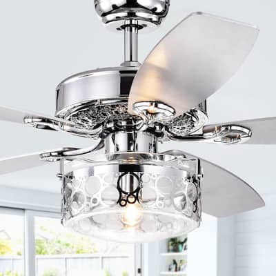 Pamerine 52-Inch Chrome Lighted Ceiling Fan with Clear Glass Shade (includes Remore and Light Kit) - Ø 52 x H 18.9 inches