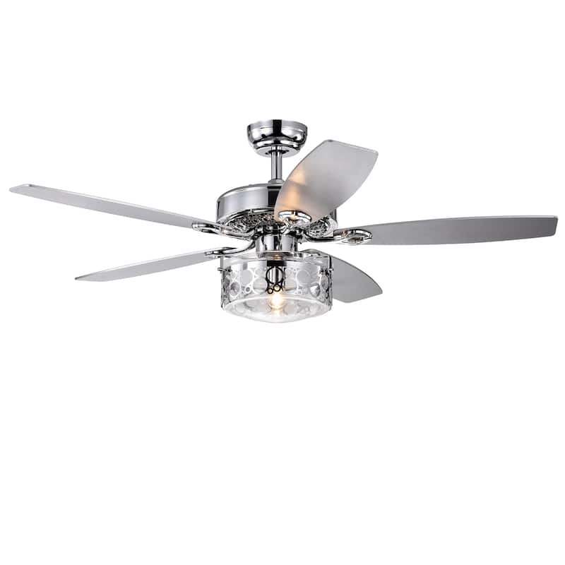 Pamerine 52-Inch Chrome Lighted Ceiling Fan with Clear Glass Shade (includes Remore and Light Kit) - Ø 52 x H 18.9 inches