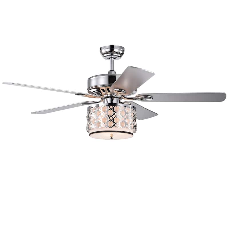 Shepherd 52-Inch 5-Blade Lighted Ceiling Fan with Chrome and Glass Shade (includes Remote and Lighti Kit) - Ø 51.97 x H 21.26