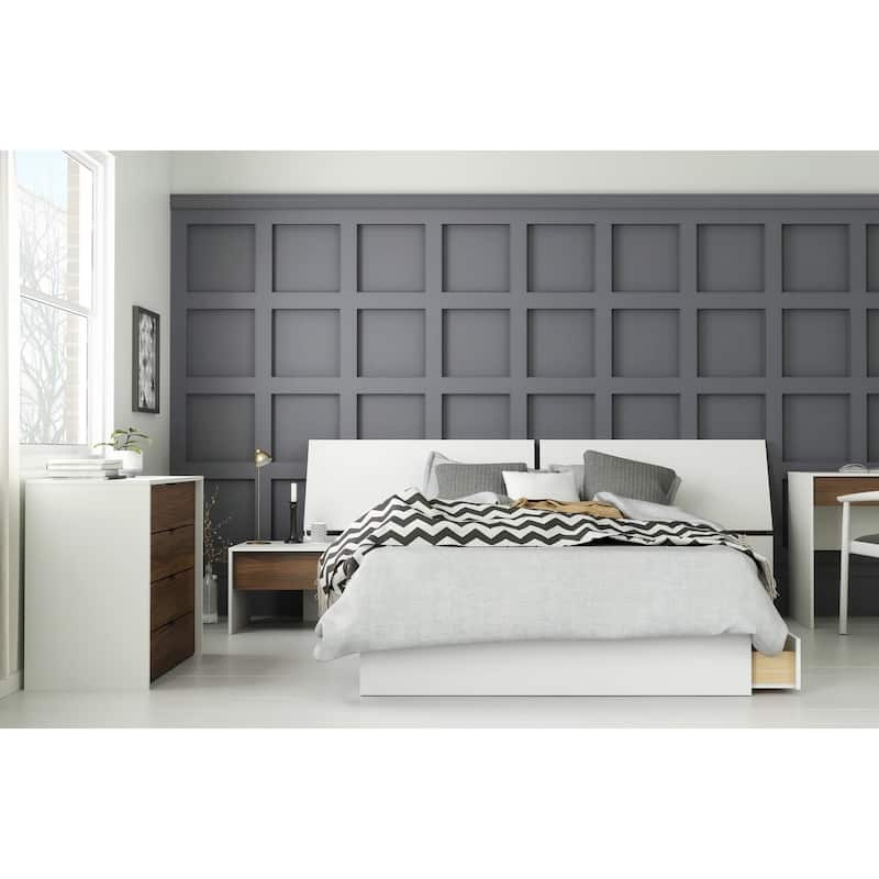 Modus 4 Piece Bedroom Set, Walnut & White