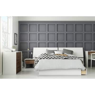 Modus 4 Piece Bedroom Set, Walnut & White