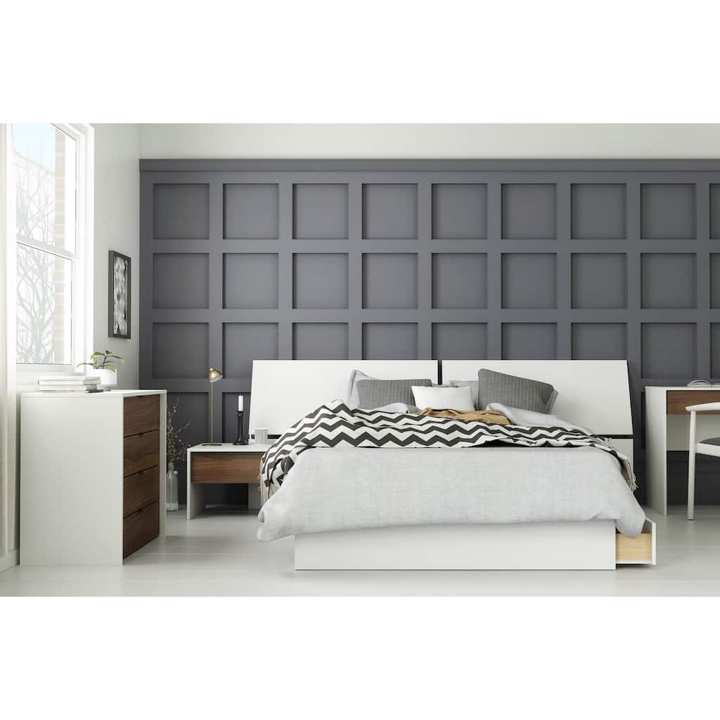 Modus 4 Piece Bedroom Set, Walnut & White