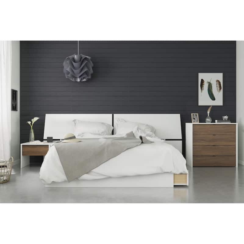 Modus 4 Piece Bedroom Set, Walnut & White - Queen