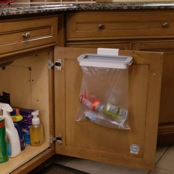 Shop Trash Bag Holder Organizer Kitchen Garbage Hook Over Cabinet