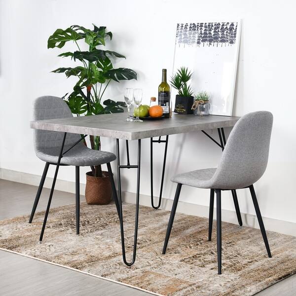 Wooden Table And Metal Chair  . Beautifully Finished Composite Wood And A Sleek Metal Frame Provide A Modern And Stylish Set That Acts As A Central Point To Your Home Decor.