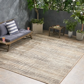 Cortez Grey/Beige Striation Outdoor Area Rug by Christopher Knight Home