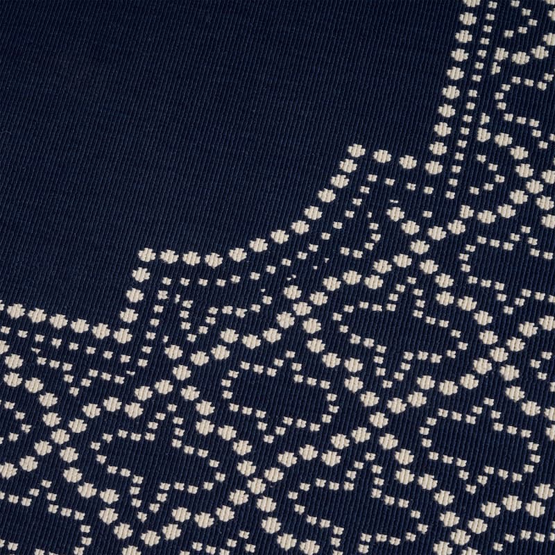 Midnight Outdoor Border Fabric Navy and Ivory Area Rug by Christopher Knight Home