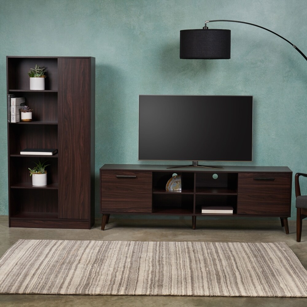Unit TV Stand with 2 Drawers in Walnut and Black FOL101285