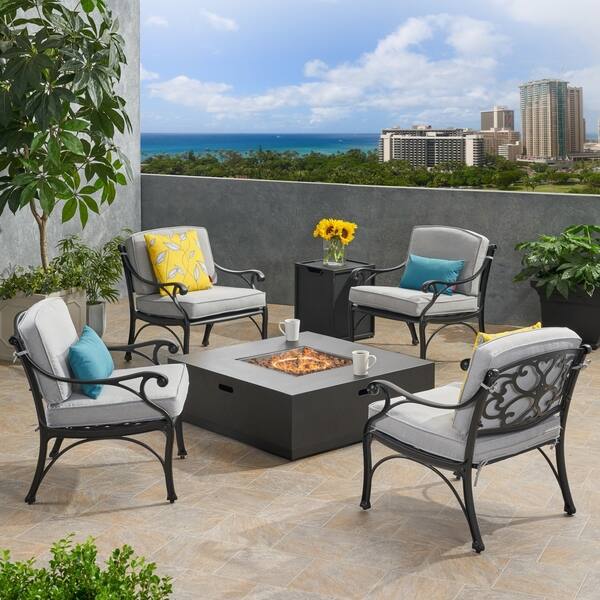Shop Sunshine Outdoor 4 Seater Aluminum Club Chair Set With Fire
