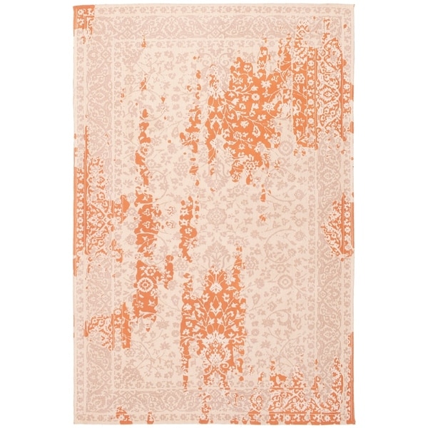 ECARPETGALLERY Handmade Collage Burnt Orange, Ivory Chenille Rug - 5'2 x 7'9