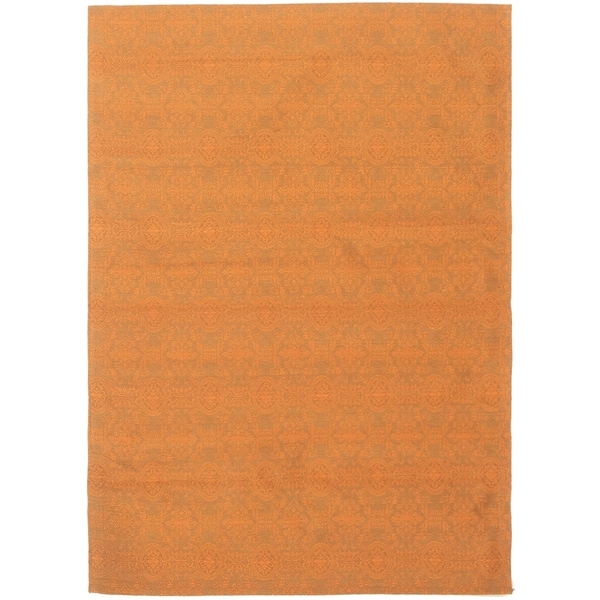 ECARPETGALLERY Handmade Collage Burnt Orange Chenille Rug - 4'9 x 6'9