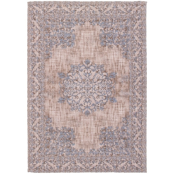 ECARPETGALLERY Handmade Collage Grey, Light Blue Chenille Rug - 5'1 x 7'6