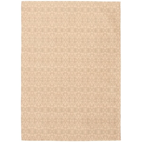 ECARPETGALLERY Handmade Collage Light Khaki, Tan Chenille Rug - 4'9 x 6'9