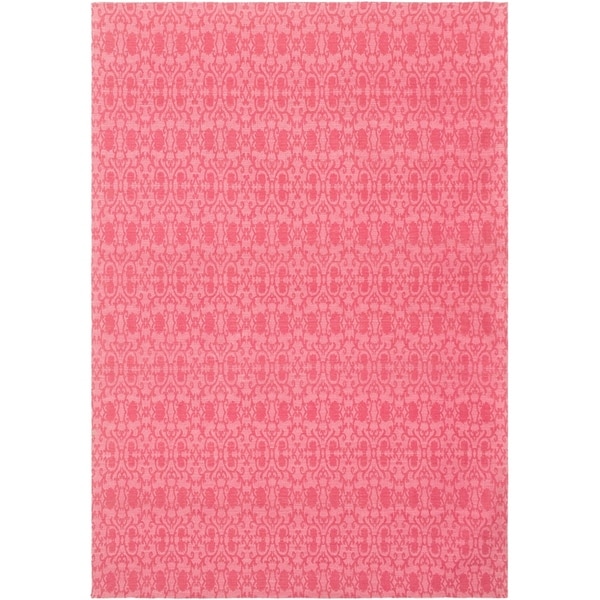 ECARPETGALLERY Handmade Collage Dark Pink Chenille Rug - 5'3 x 7'7