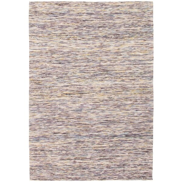 ECARPETGALLERY Handmade Collage Ivory Chenille Rug - 5'3 x 7'8