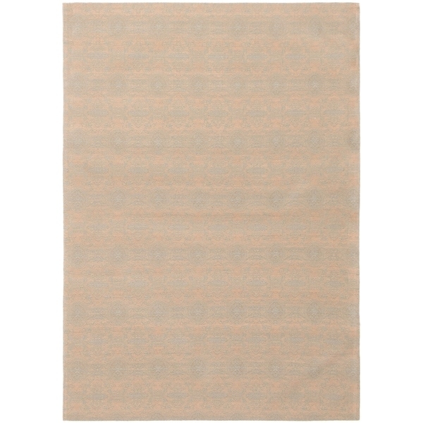 ECARPETGALLERY Handmade Collage Light Denim Blue, Tan Chenille Rug - 4'9 x 6'9