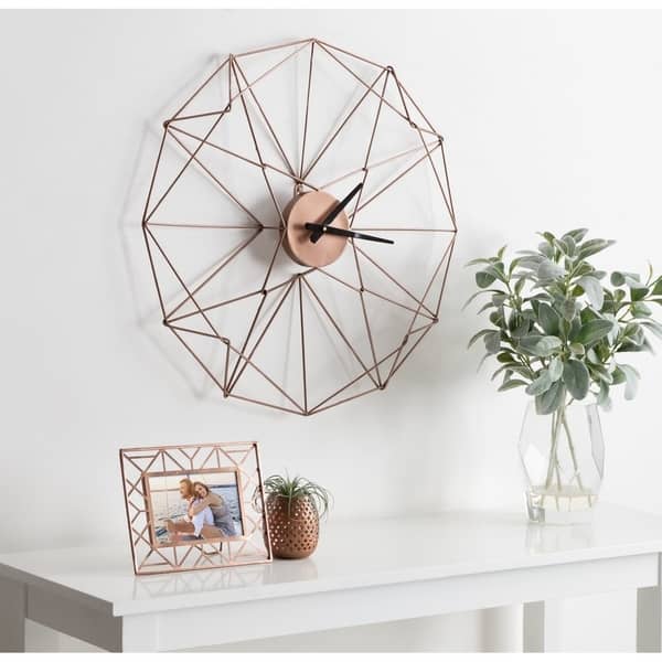 Kate And Laurel Mendel Geometric Metal Wall Clock 24 5 Diameter Overstock 28227532 Black
