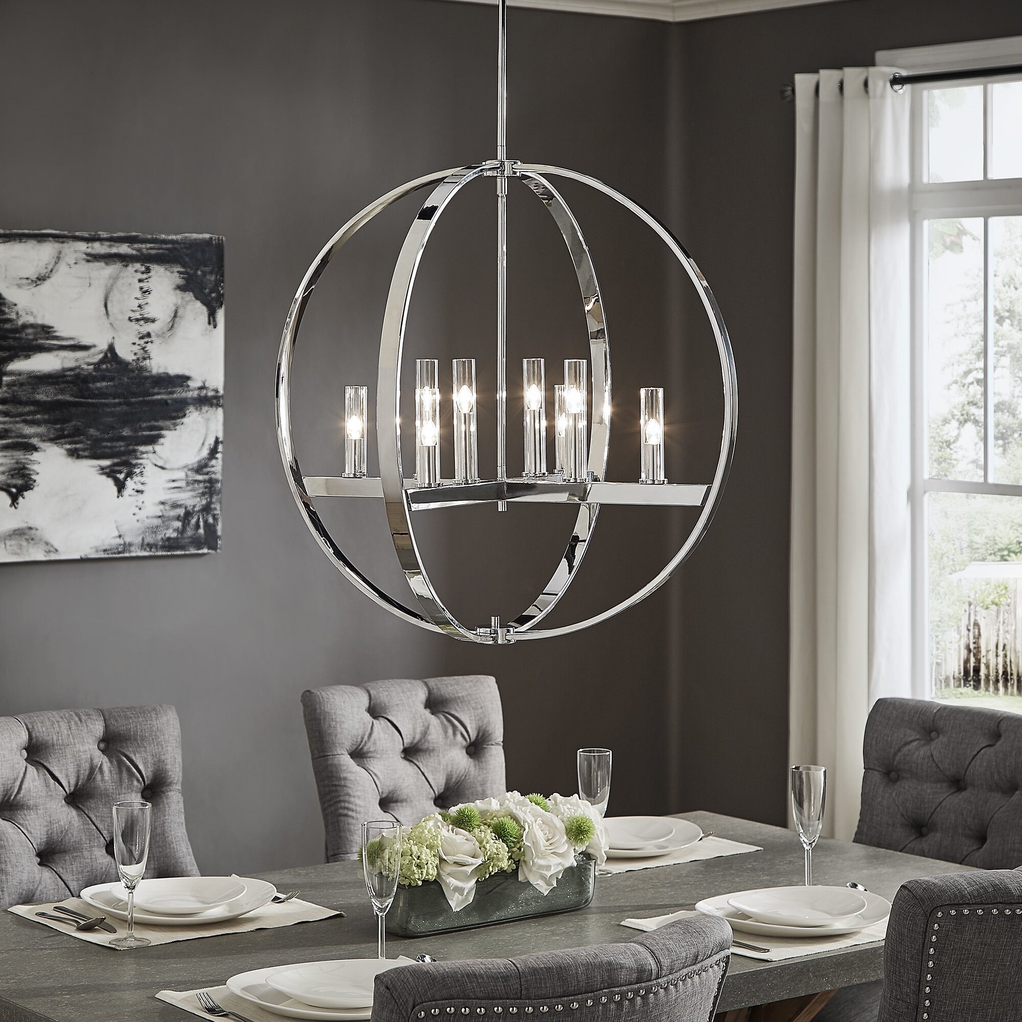 Silver Orchid Bayne Adjustable 8-light Orb Chandelier - Chandeliers For Bedrooms by Overstock.com