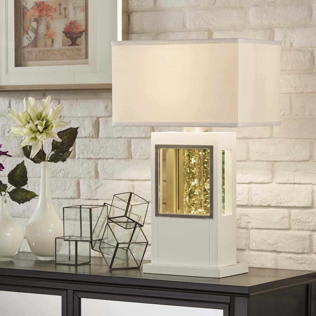 Silver Orchid Avery Rectangular White Wood Table Lamp