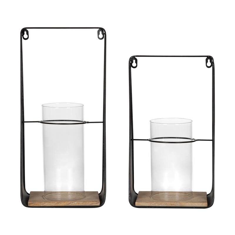 Kate and Laurel Blackwell Metal and Wood Sconce Set - 2 Piece