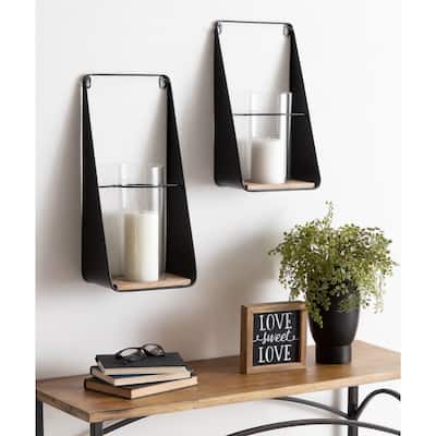 Kate and Laurel Blackwell Metal and Wood Sconce Set - 2 Piece