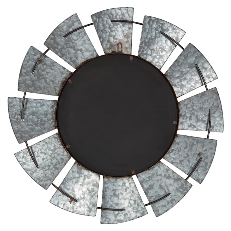 Kate and Laurel Millbrook Windmill Metal Wall Mirror - Silver - 32" Diameter