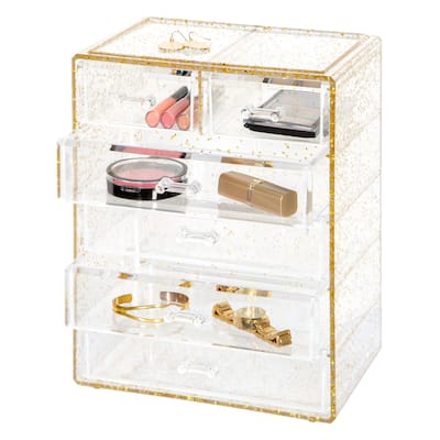 CLEARLY CHIC/CLR 6 Drawers Gold Glitter