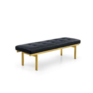 Lawncrest Goldtone Faux Leather/Metal Upholstered Bench