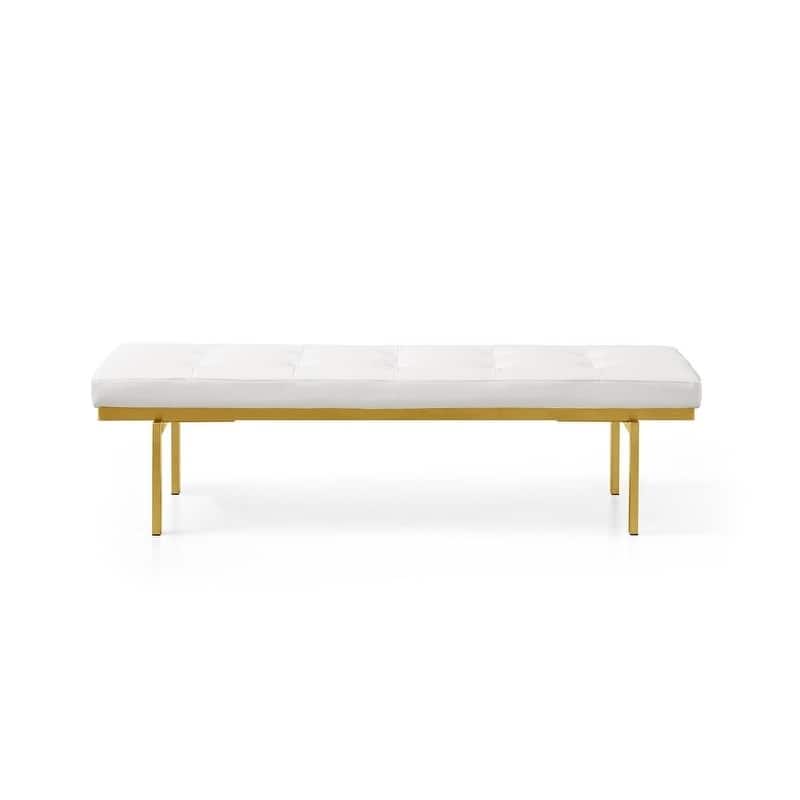 Lawncrest Goldtone Faux Leather/Metal Upholstered Bench