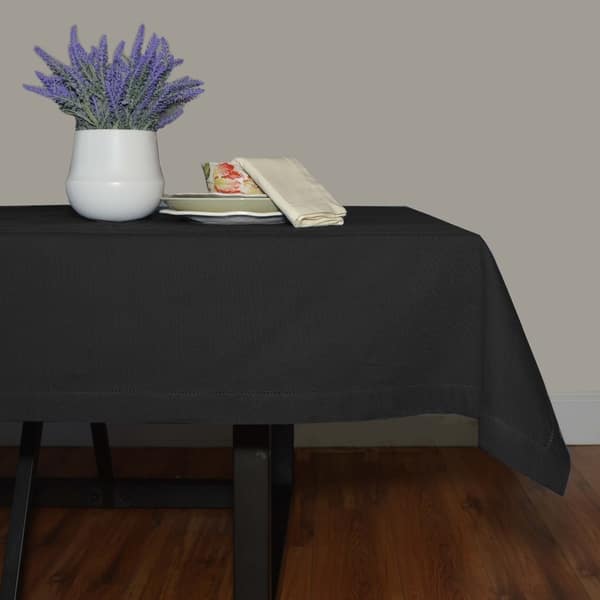 slide 1 of 9, Dunroven House Cotton Hemstitch Tablecloth Black - 60"x84"