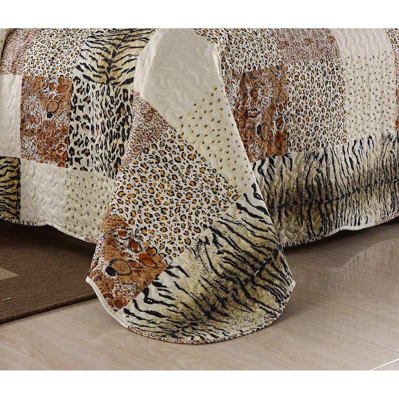 Porch & Den Heckman 3-pc. Leopard Print Quilt Coverlet Set