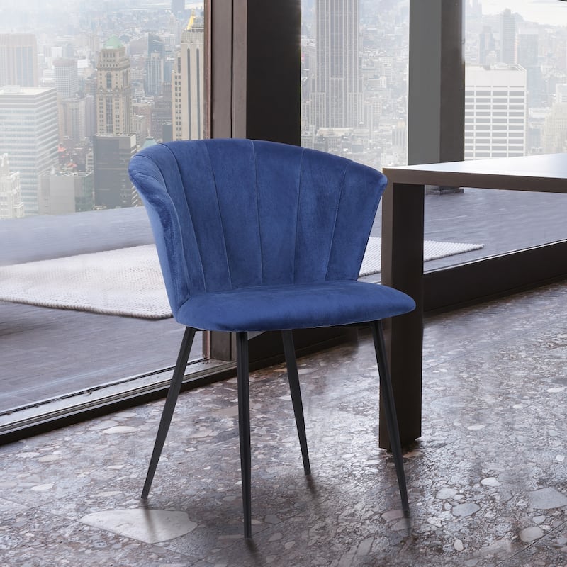 Lulu Contemporary Dining Chair in Black Powder Coated Finish and Grey Velvet