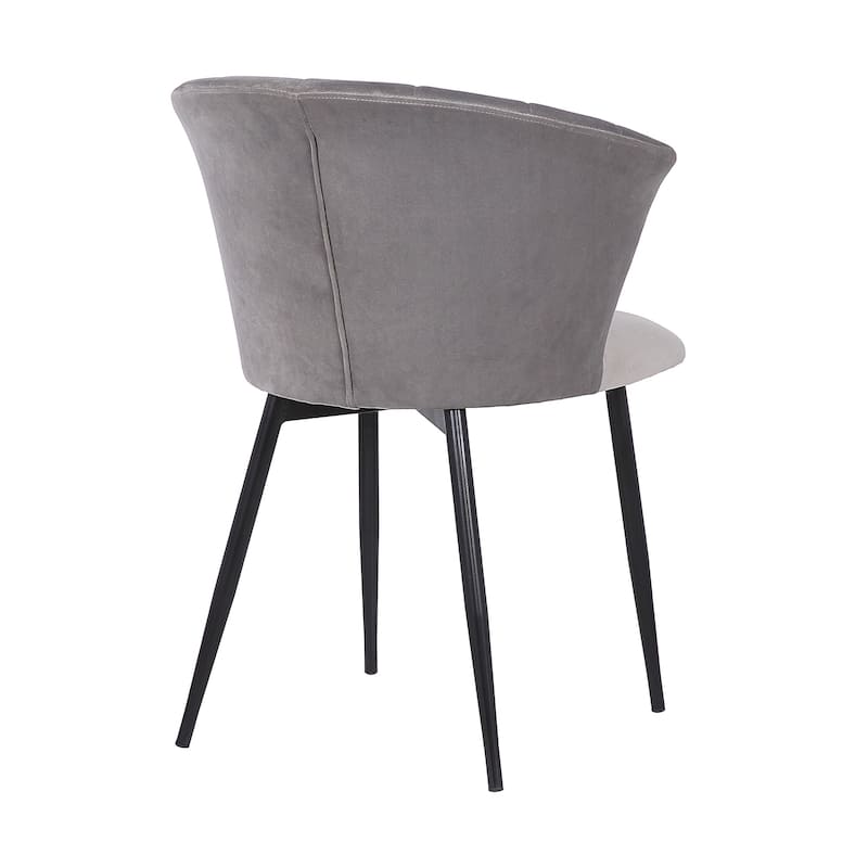 Lulu Contemporary Dining Chair in Black Powder Coated Finish and Grey Velvet