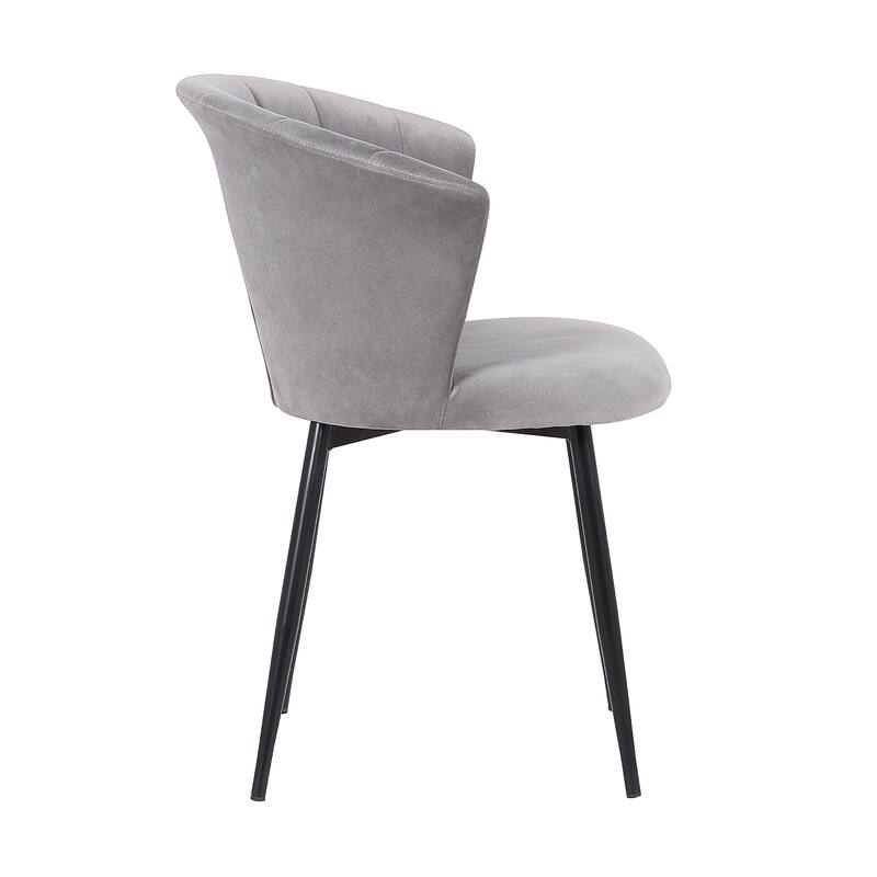 Lulu Contemporary Dining Chair in Black Powder Coated Finish and Grey Velvet