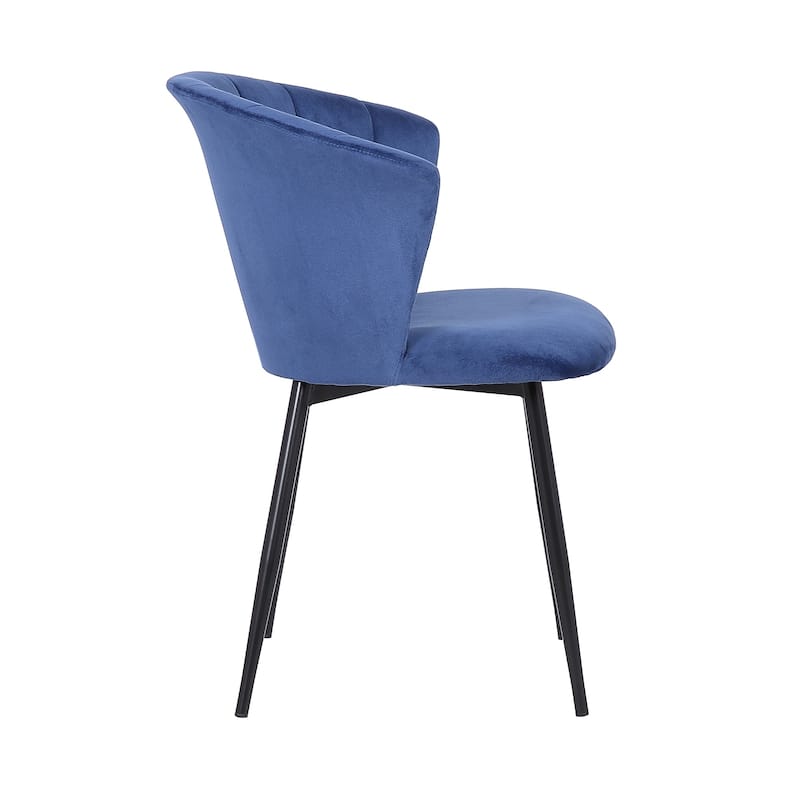 Lulu Contemporary Dining Chair in Black Powder Coated Finish and Grey Velvet