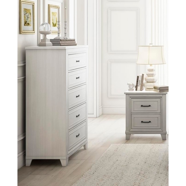 grey dresser sale Floren Contemporary Weathered Gray Wood 6-Drawer Dresser with Mirror –  Roundhill Furniture main image 1