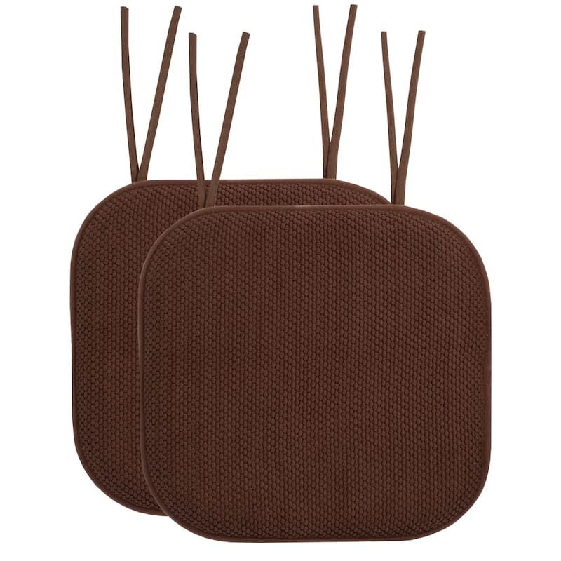 Memory Foam Honeycomb Non-slip Chair Cushion Pads (16 x 16 in.) - Set of 2 - Chocolate