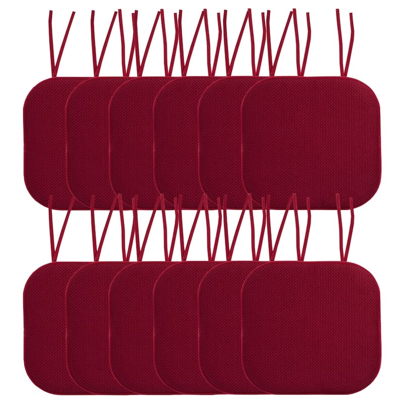 Memory Foam Honeycomb Non-slip Chair Cushion Pads (16 x 16 in.) - Set of 12 - Wine