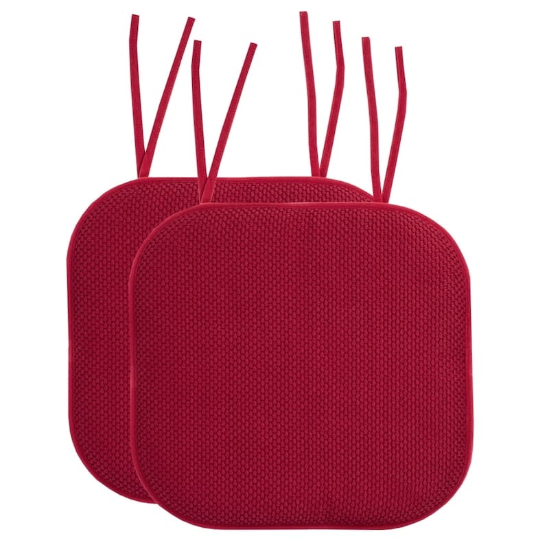 Memory Foam Honeycomb Non-slip Chair Cushion Pads (16 x 16 in.) - Set of 2 - Red