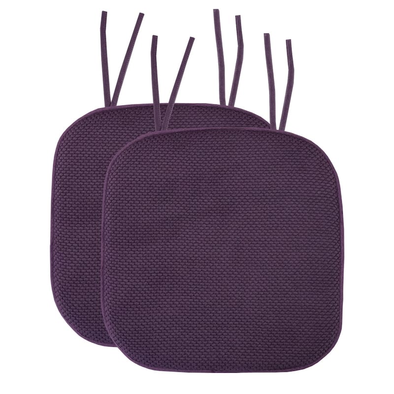 Memory Foam Honeycomb Non-slip Chair Cushion Pads (16 x 16 in.) - Set of 2 - Eggplant