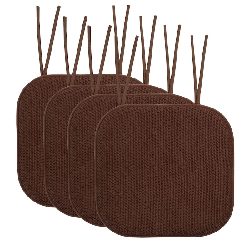 Memory Foam Honeycomb Non-slip Chair Cushion Pads (16 x 16 in.) - Set of 4 - Chocolate