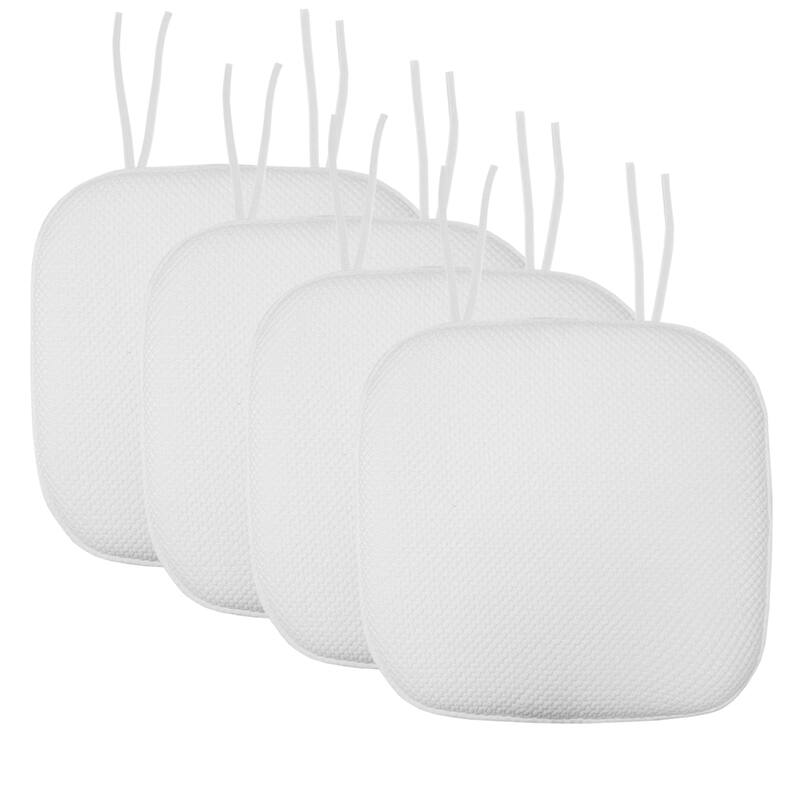 Memory Foam Honeycomb Non-slip Chair Cushion Pads (16 x 16 in.) - Set of 4 - White