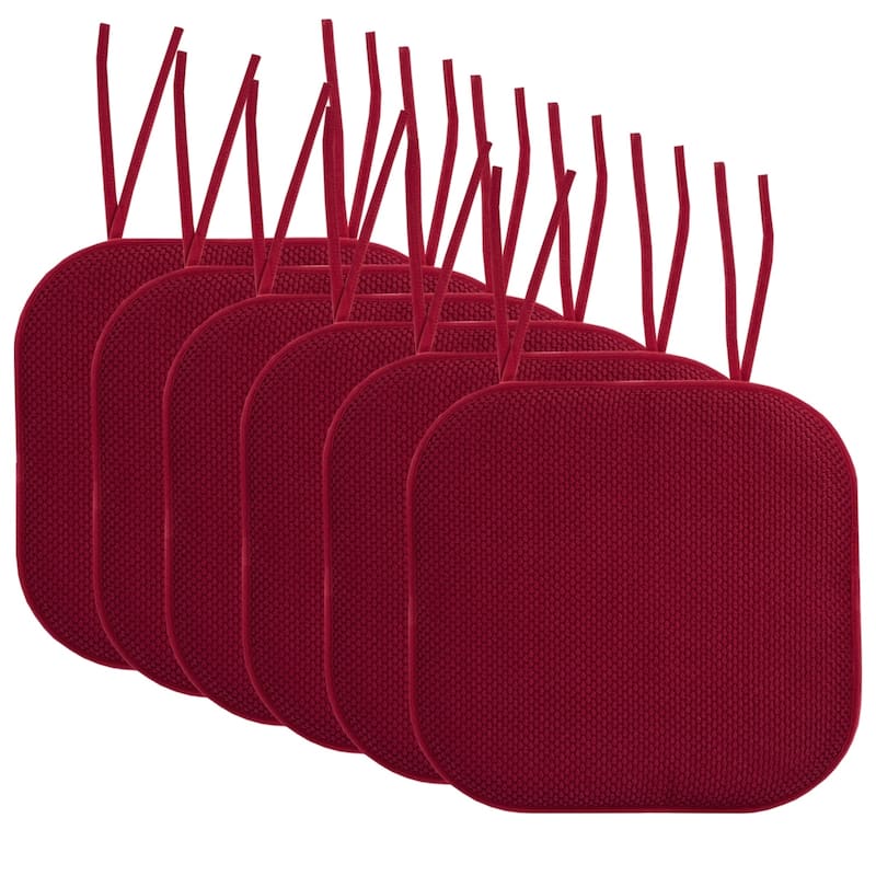 Memory Foam Honeycomb Non-slip Chair Cushion Pads (16 x 16 in.) - Set of 6 - Wine