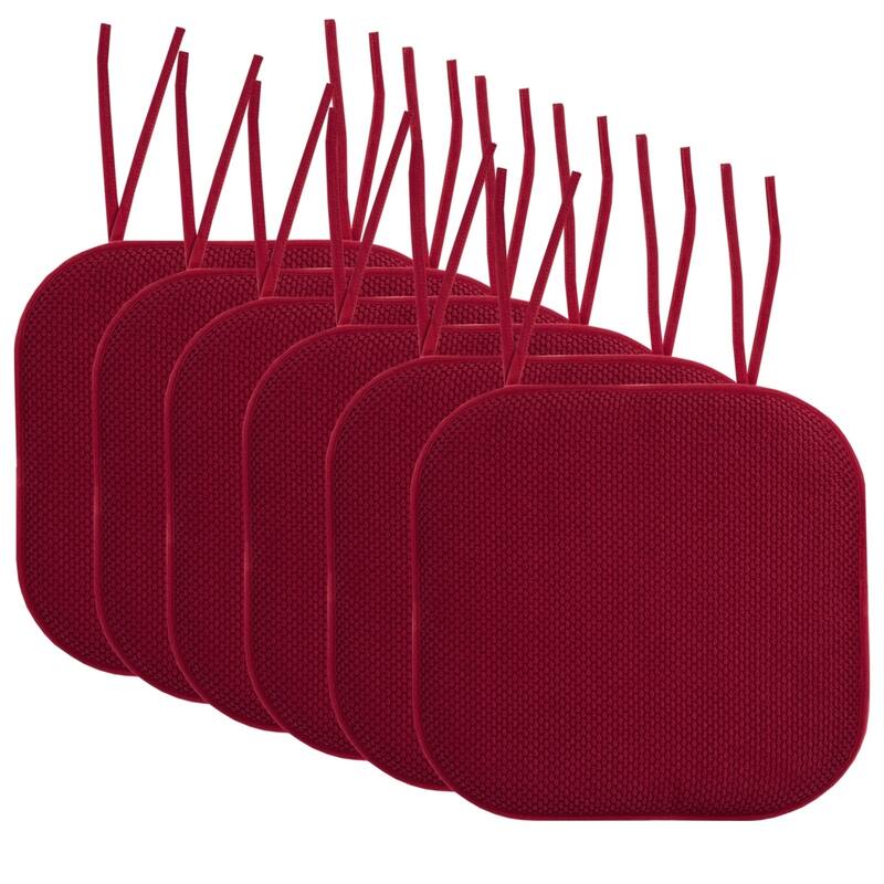 Memory Foam Honeycomb Non-slip Chair Cushion Pads (16 x 16 in.) - Set of 6 - Wine
