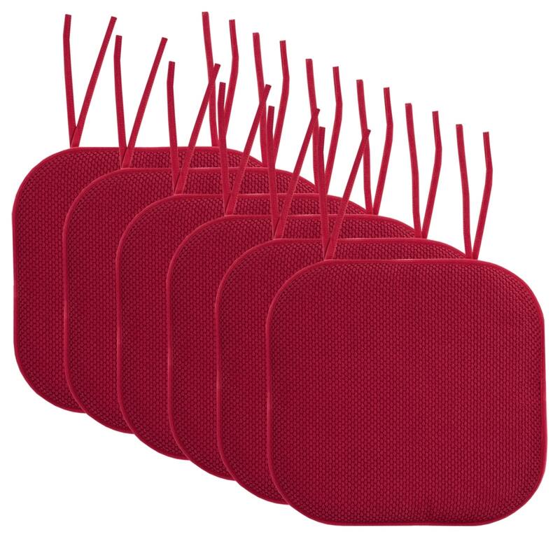 Memory Foam Honeycomb Non-slip Chair Cushion Pads (16 x 16 in.) - Set of 6 - Red