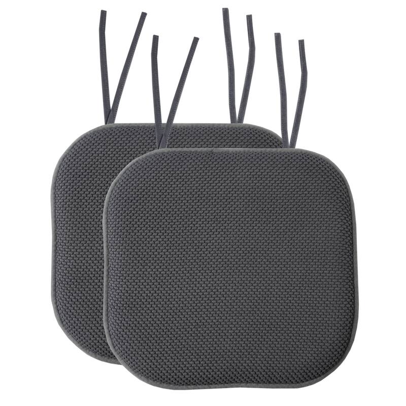 Memory Foam Honeycomb Non-slip Chair Cushion Pads (16 x 16 in.) - Set of 2 - Grey